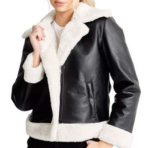 Blouson Bomber Femme en Cuir Véritable Marron/Noir avec Fermeture Éclair et Doublure en Peau de Mouton, Imperméable, Respirant, Doublure en Nylon Écologique – Meilleure Vente - Product Image 1