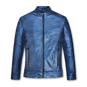 New Style High Quality Winter Stylish Smooth Waterproof Men's Solid Color Double Zipper Leather Jacket for Men - Product Image 5
