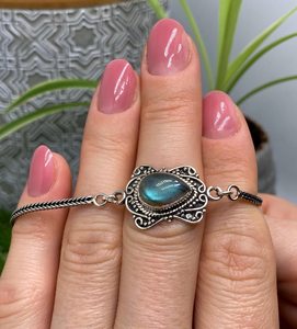 Natural Labradorite <b>Gemstone</b> <b>Bracelet</b> 925 Sterling Silver 7 Inches Handmade Luxury Vintage IGI Certified Women's Gift Jewelry - Product Image 5