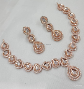 Classic American Diamond <b>Bridal</b> Jewelry <b>Set</b> Two-Piece <b>Necklace</b> and Earrings for Wedding Fashionable Classic Style - Product Image 1