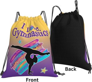 Sac à dos à cordon Waseem Impex I Love Gymnastics avec motif silhouette et dégradé arc-en-ciel pour les passionnés - Product Image 4