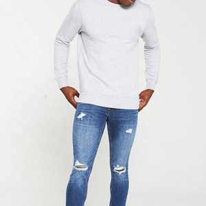 Sudadera polar de poliéster y algodón con logotipo personalizado OEM, sudadera lisa de cuello redondo en blanco, sudadera informal de manga larga de lujo para hombre - Product Image 3