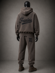 ชุดเสื้อฮู้ดปักลายสำหรับผู้ชาย Fearless X1 โลโก้ลำลอง ผ้าฝ้ายเฟรนช์เทอร์รี่ ซิปหน้า กางเกงมีเชือกผูกเอว สำหรับฤดูใบไม้ร่วง - Product Image 2