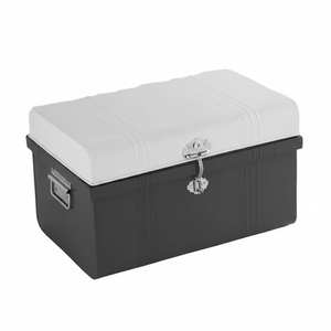 Caja de Almacenamiento Metálica Blanca y Negra para Ropa y Joyas, Caja de Almacenamiento Ligera y Resistente para Uso Doméstico con Cerradura - Product Image 1