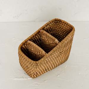Rattan silverware organizer cheap price stylish <b>caddy</b> for cutlery storage dining table accessory - Product Image 3