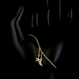 Pulsera con dijes Celeste Gold – Diseño de estrella y luna creciente – Joyería elegante ajustable para uso diario para mujer - Product Image 1