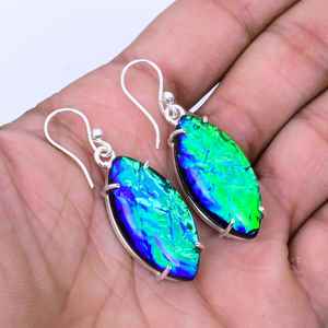 Boucles d'oreilles australiennes en opale de feu triple, faites à la main, en argent sterling 925, bijoux bohèmes, cadeau original pour femme - Product Image 3