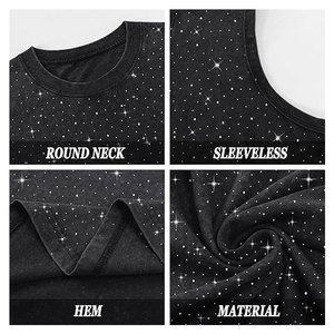 Men's Vintage Glitter <b>Rhinestone</b> Tank <b>Top</b> Acid Wash Streetwear Sleeveless Crew Neck Cotton T Shirt Sparkly Graphic Casual - Product Image 6