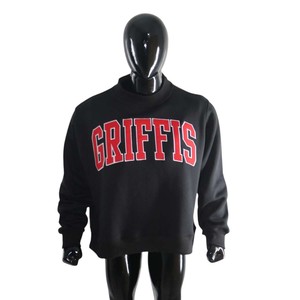 GRIFFIC Black <b>Mock</b> <b>Neck</b> Crew <b>Neck</b> Sweatshirt Men's Regular Fit Cotton French Terry Pullover Casual Autumn Wear - Product Image 1