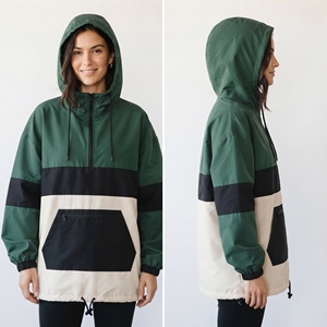 Chaqueta cortavientos ligera para mujer con capucha, informal, 100% nailon poliéster, con cremallera de cuarto, impermeable, de secado rápido, con capucha. - Product Image 4