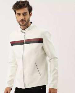 Chaqueta de Cuero Vacuno Genuino Blanco Palin de Diseño Moderno, Personalizable, con Cuello Alto y Cierre de Cremallera, Chaqueta de Invierno para Hombre - Product Image 2