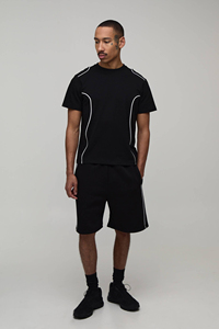 Men's Plain <b>Sets</b> Custom Logo Blank Breathable Summer <b>Knitted</b> Cotton Crew Neck Street Wear Vintage Luxury Oversized Drop T-shirt - Product Image 1