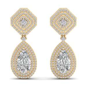 REYES Luxury 925 Sterling Silver VVS Moissanite Screw <b>Back</b> <b>Drop</b> Earrings 10K 14K 22K Gold Wedding Gift Earrings For Women - Product Image 2