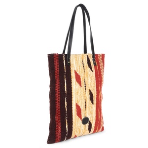 Bolso Kilim gitano bohemio de otoño personalizado hecho a mano resistente al agua cuero genuino Forro de rayas multicolores abierto para invierno - Product Image 4