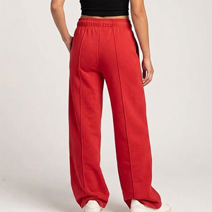 Hot Selling Regular Fit Polyester/Cotton Fleece High Street Winter Casual Joggers Women <b>Elastic</b> Waist Straight Leg Solid Color - Product Image 3