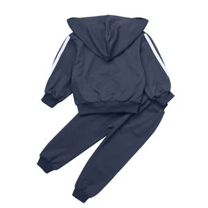 Chándales para niños de otoño e invierno de poliéster liso personalizado con cremallera para gimnasio traje deportivo conjuntos de chándales de dos piezas para niños - Product Image 5