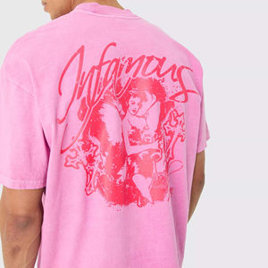 เสื้อยืดผู้ชายผ้าคอตตอนเจอร์ซีย์คุณภาพสูง เนื้อหนา พิมพ์ลาย ขนาดโอเวอร์ไซส์ พร้อมโลโก้ด้านหน้า - Product Image 5