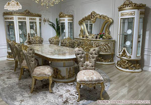 Juego de Comedor de Madera de Teca de Lujo de Diseño, Mesa de Comedor Tallada en Madera de Teca Maciza, Muebles de Comedor Artesanales de Madera Antigua - Product Image 3