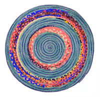Tapis en jute tressé tie-dye au design élégant, de forme ronde, de couleur verte, en corde de jute naturelle tressée, pour napperons de table ronds et tapis de bain.