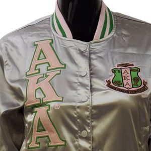 <b>Silver</b> Satin <b>Jacket</b> Women Varsity Style Bomber <b>Jacket</b> Fashion Casual Outerwear Button Front Streetwear Apparel Stylish Wholesale - Product Image 3