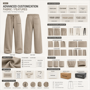 Men's Oversized Baggy <b>Fleece</b> <b>Pants</b> Heavyweight Elastic Waist OEM Embroidery 100% Cotton Breathable Winter Factory Direct - Product Image 4
