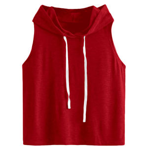 Camiseta Deportiva con Capucha de Algodón Transpirable para Gimnasio, Camiseta sin Mangas para Correr, Fitness y Culturismo para Mujer, con Color Personalizado - Product Image 1