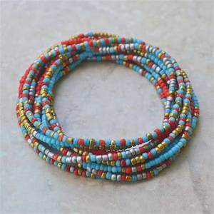 Pulseras de Cuentas Acrílicas Hechas a Mano, Redondas, Multicapa, Joyería de Fiesta para Adultos, Elegante Pulsera de Cuentas Acrílicas Multicapa - Product Image 5