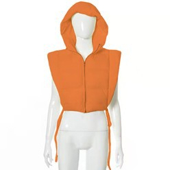 Veste d'hiver décontractée pour homme en toile orange unie, coupe-vent, col montant, fermeture éclair, coupe régulière, logo frontal - Product Image 3