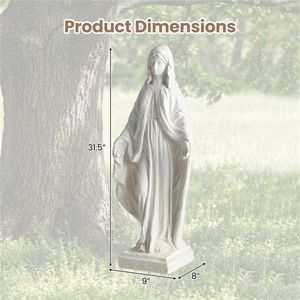 Statua da Giardino della Vergine Maria in MgO da 31,5 Pollici, Scultura Religiosa per Esterni e Interni, Prodotto in Pietra per Giardino - Product Image 6