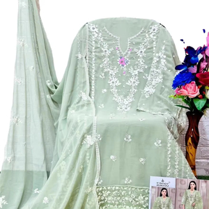 ชุดเล่น Anarkali Salwar 2025สีเขียวพิมพ์ลายบล็อกมือใส่สบายมีขนาดจำหน่ายออนไลน์ - Product Image 1