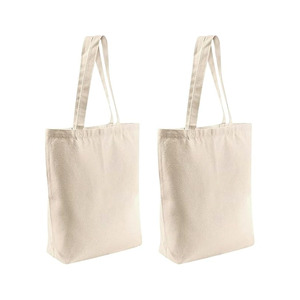 Sac fourre-tout en toile de coton réutilisable pour les courses avec poignée longue et durable et fermeture à glissière - Product Image 2