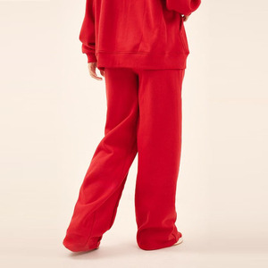 Ensemble de survêtement 2 pièces rouge pour femme, décontracté, avec sweat à capuche zippé et pantalon large à cordon de serrage, tenue unie - Product Image 4