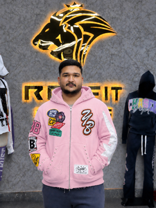 Sudadera con capucha marrón extragrande personalizada para hombre, estilo urbano, de lujo, con parches bordados y detalles de tachuelas, forro polar, fabricante mayorista - Product Image 6