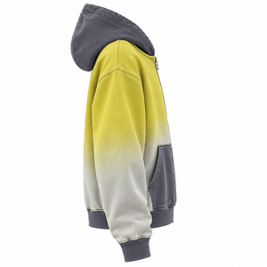 Sweat-shirt à capuche unisexe avec fermeture éclair, coupe ample, en coton French Terry, dégradé de couleurs, pour l'automne - Product Image 3