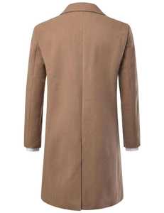 Manteau long en mélange de laine de chameau pour femme, col rabattu, longueur genou, chaud pour l'hiver - Product Image 1