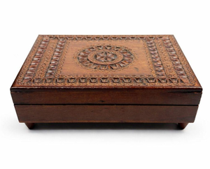 Wholesale Vintage <b>Wooden</b> Jewelry Box Hand Carved Geometric Lid <b>Storage</b> Case Decorative Keepsake <b>Storage</b> <b>Chest</b> Organizer Gift - Product Image 1