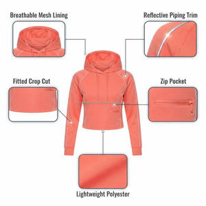 Hoodies courts pour femmes, sweat-shirt court doux, pull décontracté à capuche, streetwear tendance, manches longues, vente en gros OEM, direct usine - Product Image 5