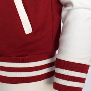 Chaqueta Varsity Premium para Hombre |   Chaqueta Bomber Letterman con Forro Polar de Lona, Impermeable, Color Granate, Borgoña, Blanco Hielo, Mangas en Contraste - Product Image 6