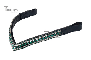 Luxury Emerald Crystal Horse Browband for Bridles Black Leather V Shape Rhinestone <b>Equestrian</b> Tack Accessory - Product Image 6