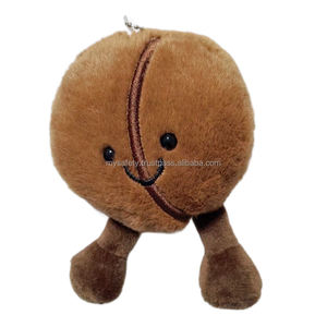 Porte-clés mousqueton personnalisé OEM avec logo, mignon, doux, durable, écologique, en peluche, souvenir, en forme de grain de café, promotionnel pour le café - Product Image 2
