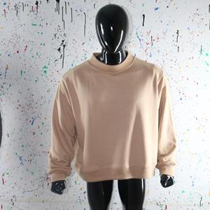 Sudadera Beige de Cuello Redondo para Mujer, 100% Algodón Tejido, Color Sólido, para Otoño - Product Image 6