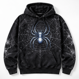 Sweat à capuche personnalisé en gros avec motif araignée brodé 100% coton - Fournisseur OEM et prix direct usine pour hommes - Product Image 5