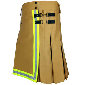 Kilts kaki pour pompiers - 100% coton avec réflecteur haute visibilité vert fluo - Product Image 2