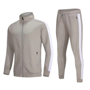 Ensemble de survêtement pour homme avec veste zippée et pantalon long à rayures, sportif, séchage rapide, polyester, pour l'automne - Product Image 3