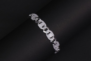 Bracelet chaîne élégant en argent fin rhodié, bijoux unisexes contemporains pour la mode quotidienne, collection de cadeaux pour fêtes - Product Image 2