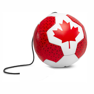 Ballon de football en cuir PU léger, durable et écologique, cousu à la machine, avec poignée en corde réglable pour le jeu des enfants - Product Image 1