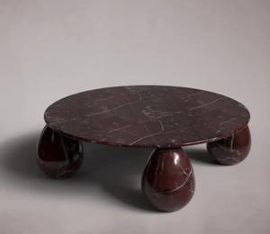 Mesa de Centro de Lujo Rosso Levanto, Moderna y Ecológica, con Patas de Bola de Mármol Artesanal Agra Heritage, Muebles de Diseño para Sala de Estar, Uttar - Product Image 1