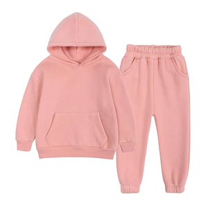 Ensemble de survêtement gris à capuche pour enfants, sweat-shirt et pantalon décontractés à manches longues avec poches latérales, en coton respirant, pour l'automne - Product Image 2
