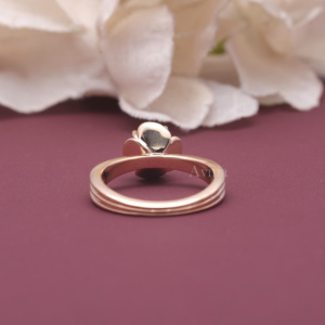 Bague Fleur en Diamant Cultivé en Laboratoire Certifié IGI en Argent Sterling 925 Massif |   Bague de fiançailles solitaire à taille brillante ronde - Product Image 4