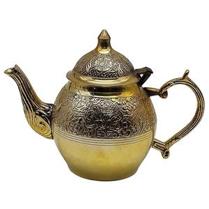 Belle cafetière/théière arabe en métal plaqué argent avec poignée noire, Dallah faite à la main pour la maison, la cuisine et la table - Product Image 3